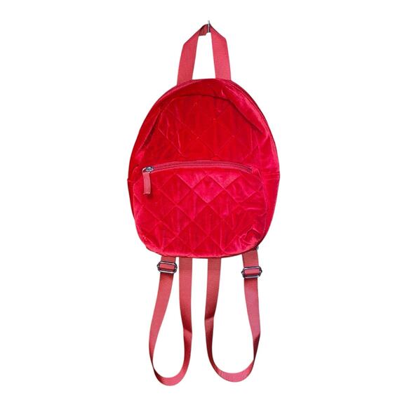 Red Velour Mini Backpack. Very Soft & Pretty. - Picture 1 of 5